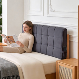 Living and Home Dark Grey Quilted Rectangular Headboard Cushion with Side Pocket 60 x 180cm - Size: 60 x 180 x 6cm - Wilko - thumbnail 3