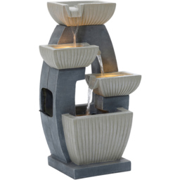 Charles Bentley Elbe 4 Tier Light Grey Cascading Water Feature with LEDs - Size: 65 x 26.5 x 38cm - Wilko - thumbnail 4