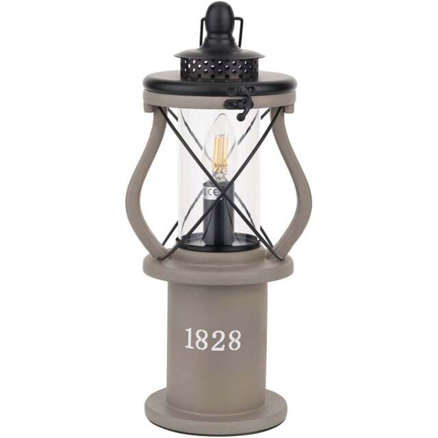Pacific Lifestyle Gibson Antique Wooden Victorian-Style Lantern Table Lamp - Size: 41 x 19 x 18cm - Grey - Wilko - image 1