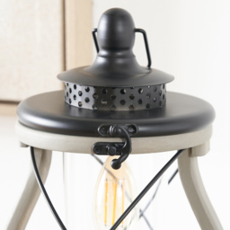 Pacific Lifestyle Gibson Antique Wooden Victorian-Style Lantern Table Lamp - Size: 41 x 19 x 18cm - Grey - Wilko - thumbnail 4