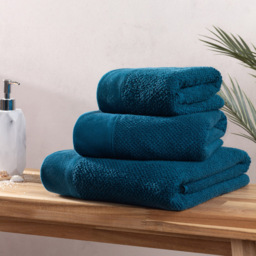 furn. Textured Cotton Blue Hand and Bath Towels Set of 4 - Size: 11 x 25 x 33cm - Wilko - thumbnail 3