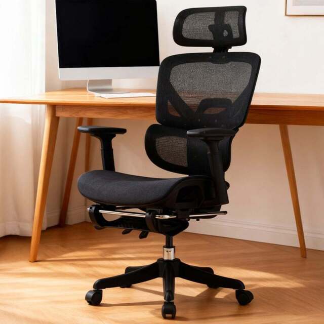 Living and Home Black Breathable Reclining Office Chair - Size: 128 x 64 x 108cm - Wilko - image 1