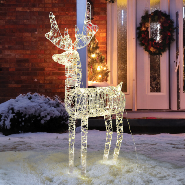 120 LED Standing Reindeer Outdoor Light - White - Wilko - image 1