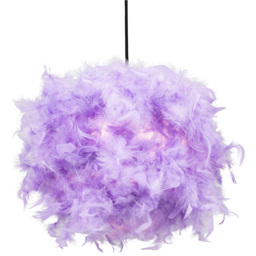 Happy Homewares Lilac Feather Decorated Pendant Shade - Size: 20 x 25 x 25cm - Purple - Wilko - thumbnail 4