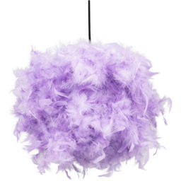 Happy Homewares Lilac Feather Decorated Pendant Shade - Size: 20 x 25 x 25cm - Purple - Wilko
