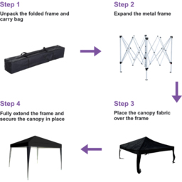 Home Source 3 x 3m Black Easy Up Garden Outdoor Gazebo - Size: 260 x 295 x 295cm - Wilko - thumbnail 7