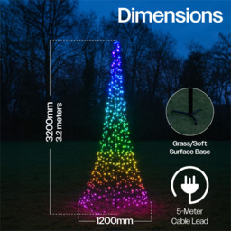 Xmas Haus 735 RGB Micro Seed LED Grass Mounted Flagpole Light Tower 10ft - Size: 3200 x 1100 x 1100cm - Black - Wilko - thumbnail 6