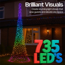 Xmas Haus 735 RGB Micro Seed LED Grass Mounted Flagpole Light Tower 10ft - Size: 3200 x 1100 x 1100cm - Black - Wilko - thumbnail 4