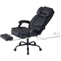 Living and Home Black PU Leather Massage and Heating Office Chair - Size: 122 x 62.5 x 148cm - Wilko - thumbnail 3