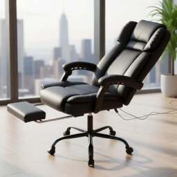 Living and Home Black PU Leather Massage and Heating Office Chair - Size: 122 x 62.5 x 148cm - Wilko - thumbnail 1