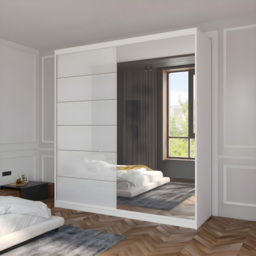 Sliding Wardrobes 4U Infinity 2 Door White High Gloss Mirrored Wardrobe 180cm - Wilko - thumbnail 4