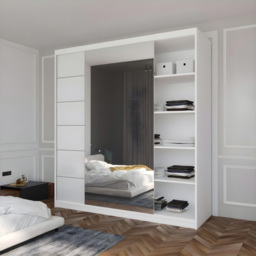 Sliding Wardrobes 4U Infinity 2 Door White High Gloss Mirrored Wardrobe 180cm - Wilko - thumbnail 3