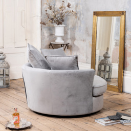 Artemis Home Havana Grey Velvet Swivel Cuddle Chair - Size: Single - Wilko - thumbnail 4