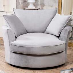 Artemis Home Havana Grey Velvet Swivel Cuddle Chair - Size: Single - Wilko