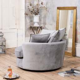 Artemis Home Havana Grey Velvet Swivel Cuddle Chair - Size: Single - Wilko - thumbnail 6