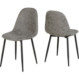 Seconique Athens Set of 2 Grey PU Leather Dining Chair - Wilko - thumbnail 3