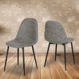 Seconique Athens Set of 2 Grey PU Leather Dining Chair - Wilko