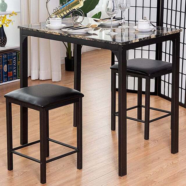 Costway 2 Seater Faux Leather Dining Set Coffee - Brown - Wilko - image 1