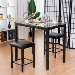 Costway 2 Seater Faux Leather Dining Set Coffee - Brown - Wilko - thumbnail 4