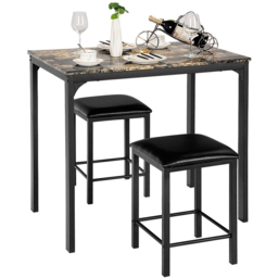 Costway 2 Seater Faux Leather Dining Set Coffee - Brown - Wilko - thumbnail 3