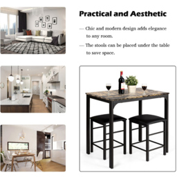 Costway 2 Seater Faux Leather Dining Set Coffee - Brown - Wilko - thumbnail 6