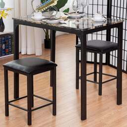 Costway 2 Seater Faux Leather Dining Set Coffee - Brown - Wilko