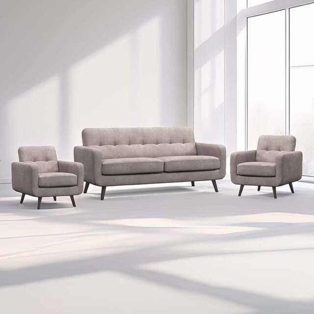 Kendal 5 Seater Antelope Oslo Sofa Suite - Cream - Wilko - image 1