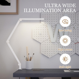 HOMCOM White Adjustable Swing Arm Dimmable LED Desk Lamp - Size: 7 x 16 x 50cm - Wilko - thumbnail 7