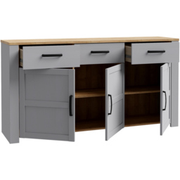 Florence Bohol 3 Door 3 Drawer Grey Riviera Oak Sideboard - Size: 42 x 166 x 87cm - Wilko - thumbnail 5