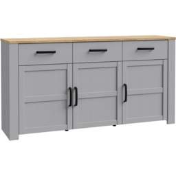 Florence Bohol 3 Door 3 Drawer Grey Riviera Oak Sideboard - Size: 42 x 166 x 87cm - Wilko - thumbnail 3