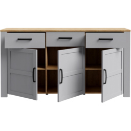 Florence Bohol 3 Door 3 Drawer Grey Riviera Oak Sideboard - Size: 42 x 166 x 87cm - Wilko - thumbnail 6