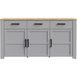 Florence Bohol 3 Door 3 Drawer Grey Riviera Oak Sideboard - Size: 42 x 166 x 87cm - Wilko - thumbnail 4