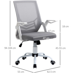 Portland Light Grey Mesh Swivel Lumbar Office Chair - Size: 62 x 55 x 104cm - Wilko - thumbnail 2