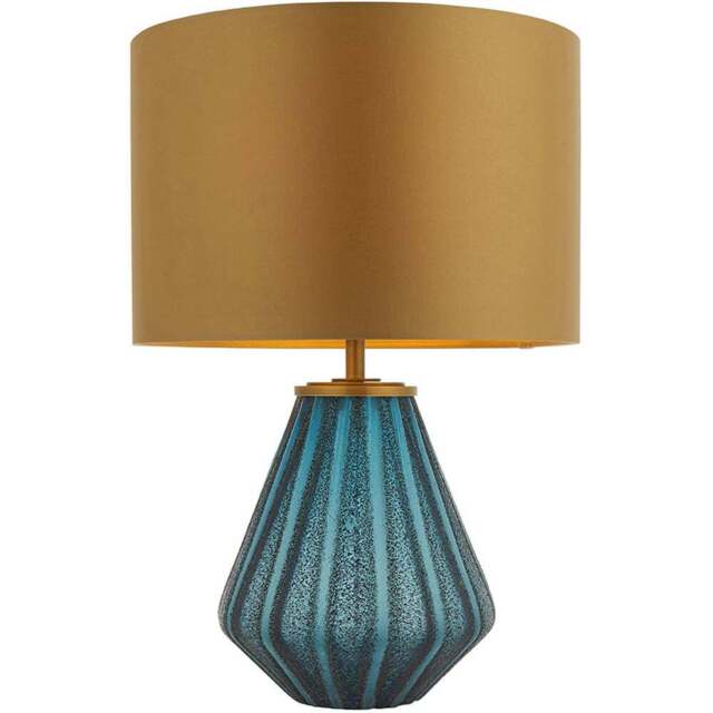 Merano Courmayeur Gold and Turquoise Tinted Glass Table Lamp - Size: 36 x 36 x 53cm - Wilko - image 1