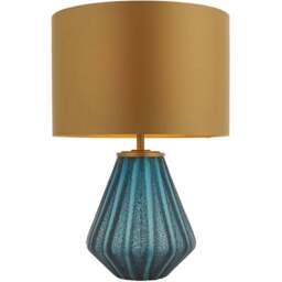 Merano Courmayeur Gold and Turquoise Tinted Glass Table Lamp - Size: 36 x 36 x 53cm - Wilko - thumbnail 1