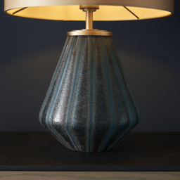 Merano Courmayeur Gold and Turquoise Tinted Glass Table Lamp - Size: 36 x 36 x 53cm - Wilko - thumbnail 4