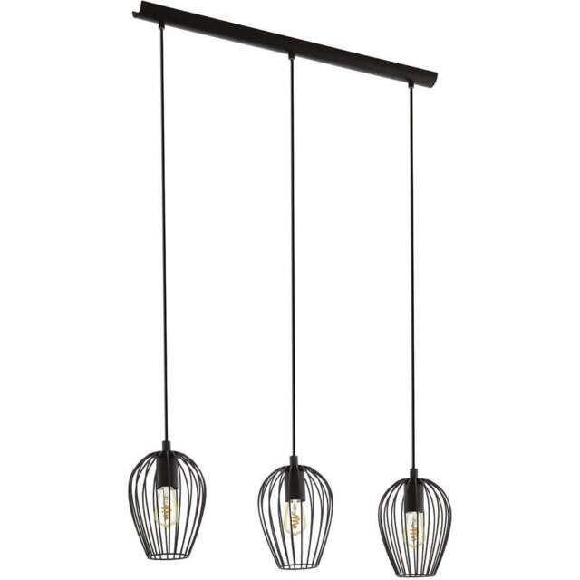 EGLO Newtown Black 3 LED Metal Pendant Light - Size: 70 x 16 x 110cm - Wilko