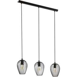 EGLO Newtown Black 3 LED Metal Pendant Light - Size: 70 x 16 x 110cm - Wilko - thumbnail 1
