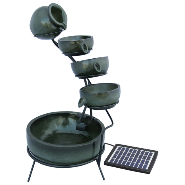 Monster Shop 4 Tier Green Solar Water Feature - Size: 50 x 44 x 56cm - MonsterShop - Wilko - image 1