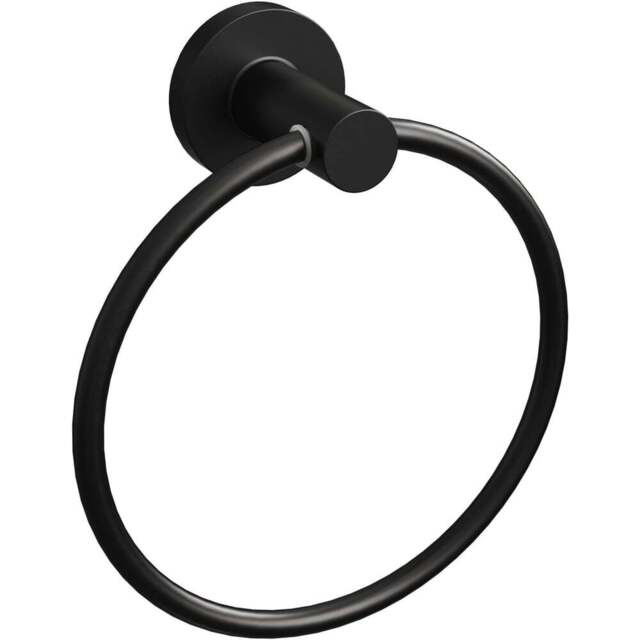 Rothley Matt Black Round Towel Ring 155mm - Size: 16.5 x 5.5 x 19cm - Wilko - image 1