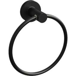 Rothley Matt Black Round Towel Ring 155mm - Size: 16.5 x 5.5 x 19cm - Wilko