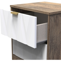 Crowndale Las Vegas 2 Drawer Matt White and Vintage Oak Bedside Table Ready Assembled - Wilko - thumbnail 7