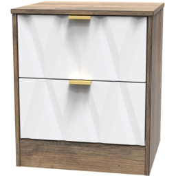 Crowndale Las Vegas 2 Drawer Matt White and Vintage Oak Bedside Table Ready Assembled - Wilko - thumbnail 3