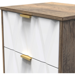 Crowndale Las Vegas 2 Drawer Matt White and Vintage Oak Bedside Table Ready Assembled - Wilko - thumbnail 6
