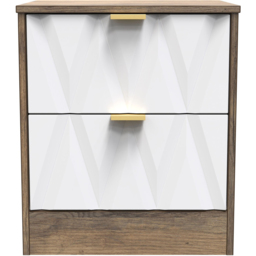 Crowndale Las Vegas 2 Drawer Matt White and Vintage Oak Bedside Table Ready Assembled - Wilko - thumbnail 4