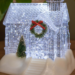 Samuel Alexander Church with Swirling Glitter Christmas Decoration 23cm - Size: 23 x 17 x 13cm - Clear - Wilko - thumbnail 4