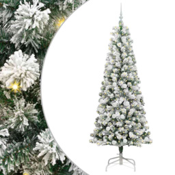 vidaXL Pre-Lit Warm White LED and White Baubles Snow Flocked Artificial Christmas Tree 6.8ft - Green - Wilko - thumbnail 3
