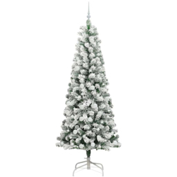 vidaXL Pre-Lit Warm White LED and White Baubles Snow Flocked Artificial Christmas Tree 6.8ft - Green - Wilko - thumbnail 5