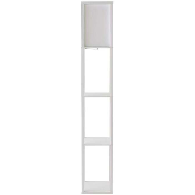 ValueLights Struttura 3 Shelf Fabric Shade White Shelving Unit Floor Lamp - Size: 159 x 26 x 26cm - Wilko - image 1