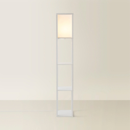 ValueLights Struttura 3 Shelf Fabric Shade White Shelving Unit Floor Lamp - Size: 159 x 26 x 26cm - Wilko - thumbnail 6